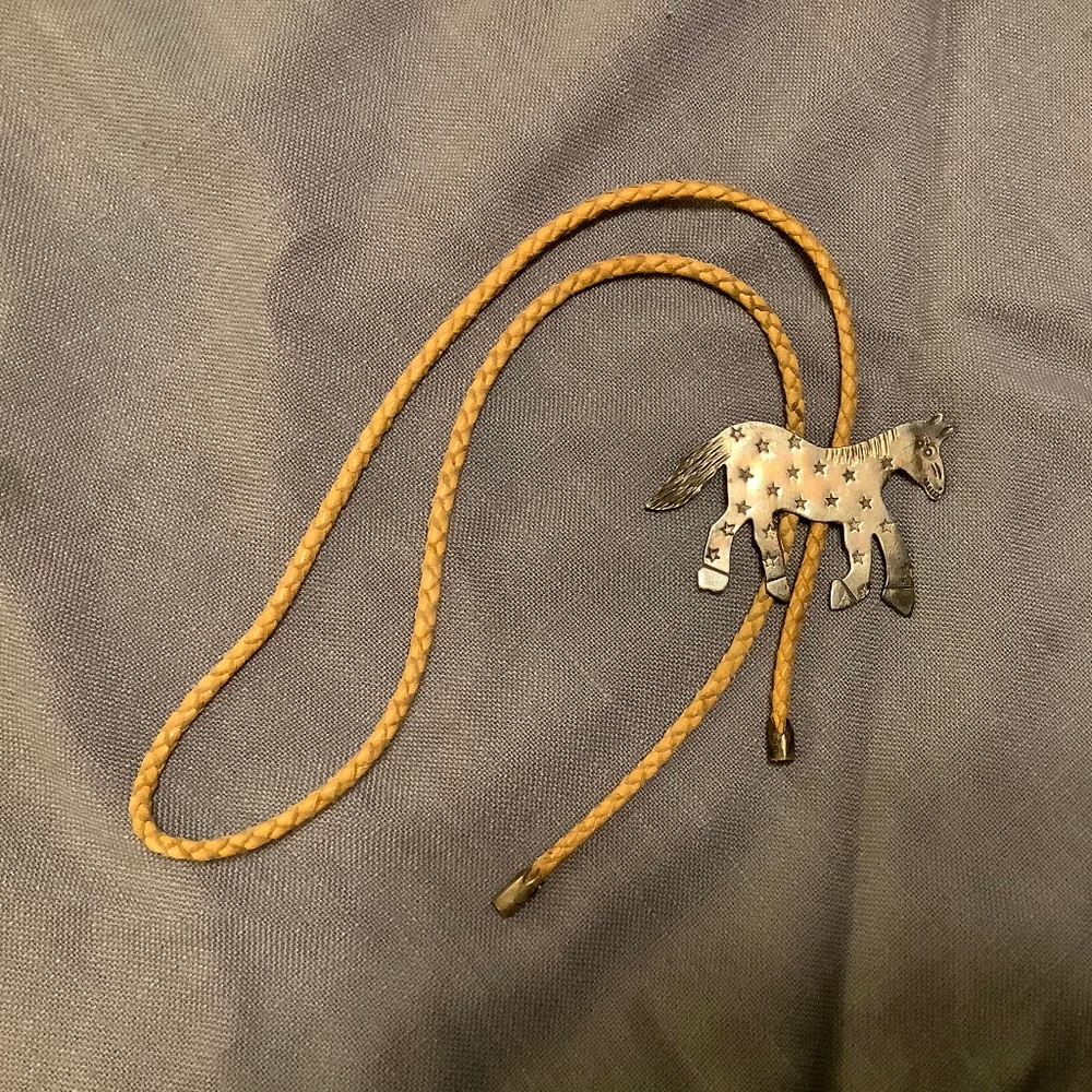STERLING SILVER SIGNED RLA DONKEY BOLO TIE